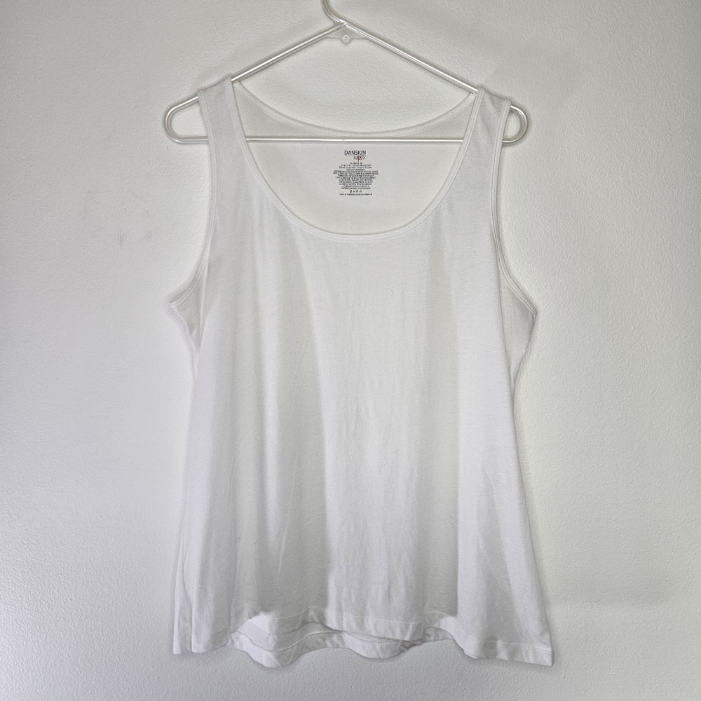 Danskin Now 100% Cotton White Tank Top Sz XL